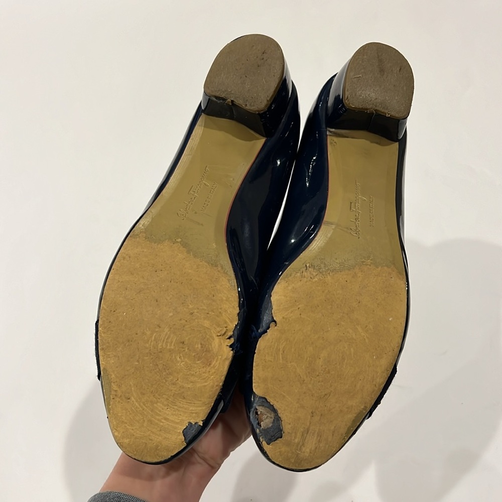 Salvatore Ferragamo Varino Flats Patent Calf Oxford Blue Size 8 - Picture 4 of 6